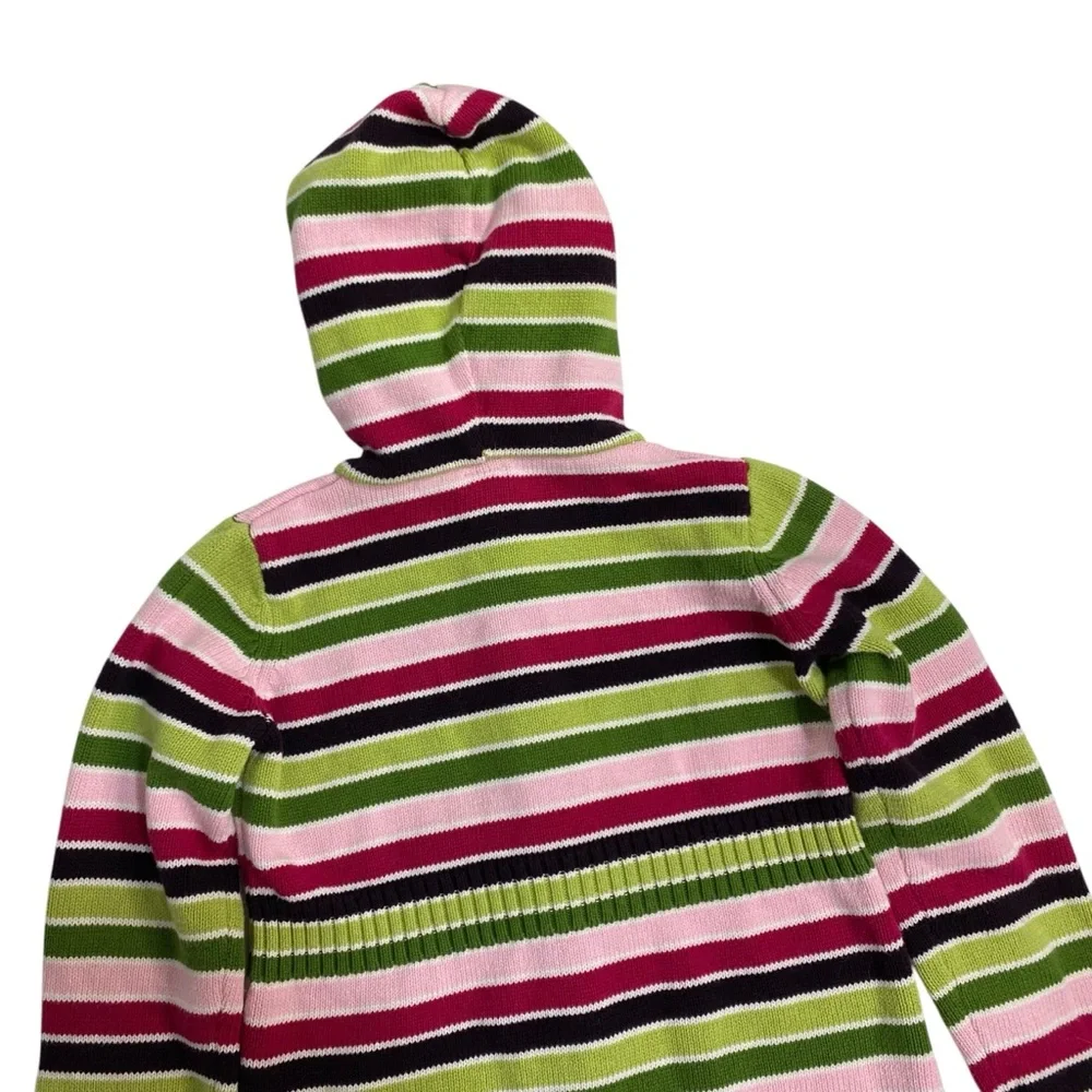 GYMBOREE Sweater Cardigan Button Up Hoodie Size 7/8 Pink Green Knit Warm